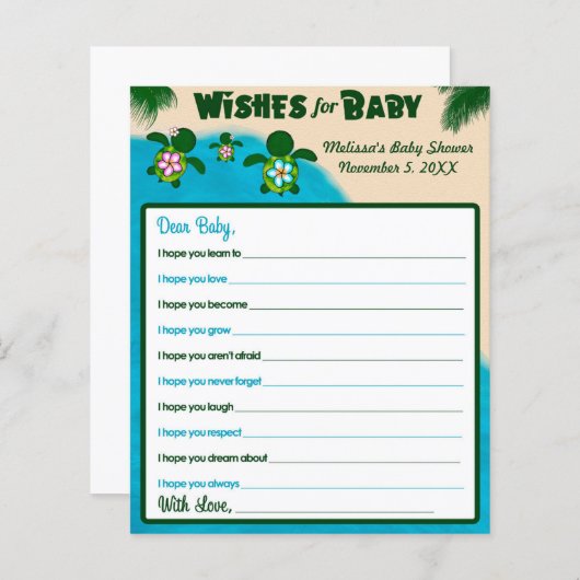 Girl Honu Zee Turtle wil Baby shower roze (Voorkant / Achterkant)