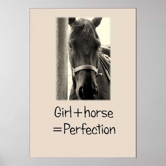 "Girl+Horse=Perfection" Sepuia Horse Poster (Voorkant)