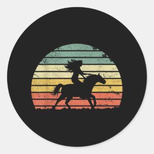 Girl Horse Riding Vintage Cowgirl Texas Ranc Ronde Sticker