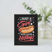 Girl Hotdog Fast Food Grill Briefkaart (Staand voorkant)