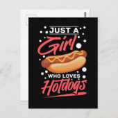 Girl Hotdog Fast Food Grill Briefkaart (Voorkant / Achterkant)