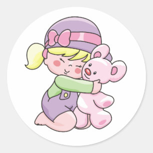 Girl Hugging Beer Tshirts en Gifts Ronde Sticker