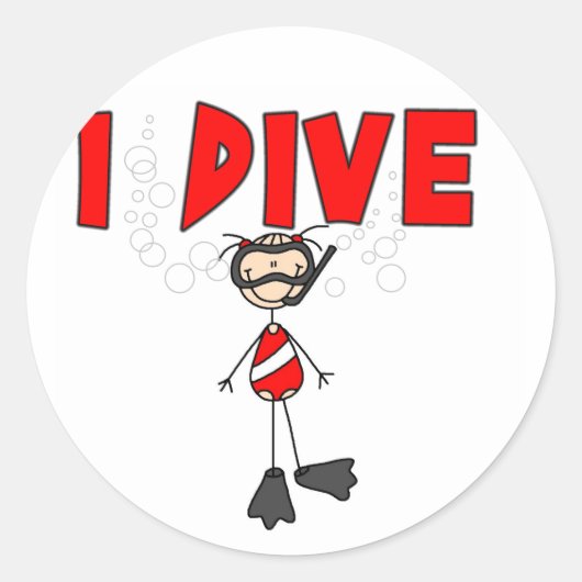 Girl I Dive T-shirts en cadeautjes Ronde Sticker (Voorkant)