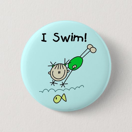 Girl I Swim T-shirts en cadeautjes Ronde Button 5,7 Cm (Voorkant)