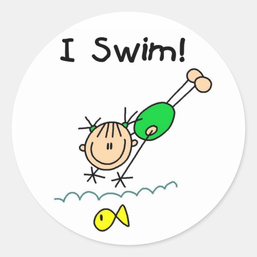 Girl I Swim T-shirts en cadeautjes Ronde Sticker (Voorkant)