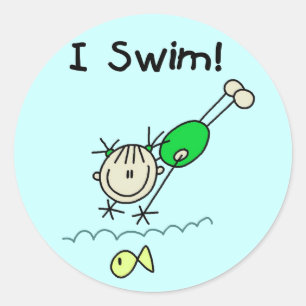 Girl I Swim T-shirts en cadeautjes Ronde Sticker