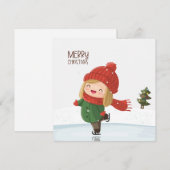 Girl ice skating at Christmas Feestdagenkaart (Voorkant / Achterkant)