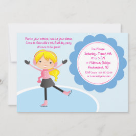 Girl Ice Skating Birthday Invitation Kaart