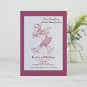 Girl Ice Skating Invitation Kaart (Staand voorkant)