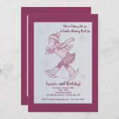 Girl Ice Skating Invitation Kaart (Voorkant / Achterkant)