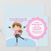Girl Ice Skating Pink Birthday Invitation Kaart (Voorkant / Achterkant)