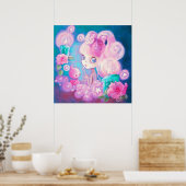 Girl in Bubblebath with Candles and Roses Poster (Keuken)