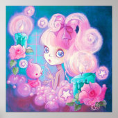 Girl in Bubblebath with Candles and Roses Poster (Voorkant)