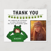 Girl in Frog Hoody Stars Foto van Birthday Dank je Briefkaart (Voorkant)