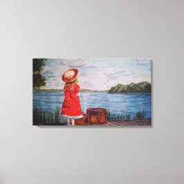 Girl in Red-Stretched Canvas Print