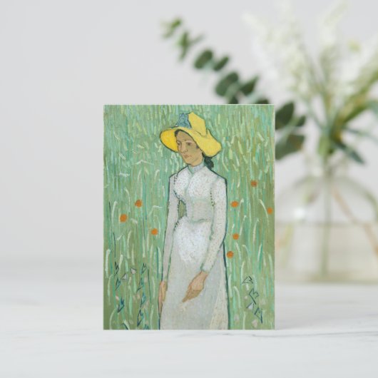 Girl in White beroemd gemaakt door Vincent van Gog Briefkaart (Staand voorkant)