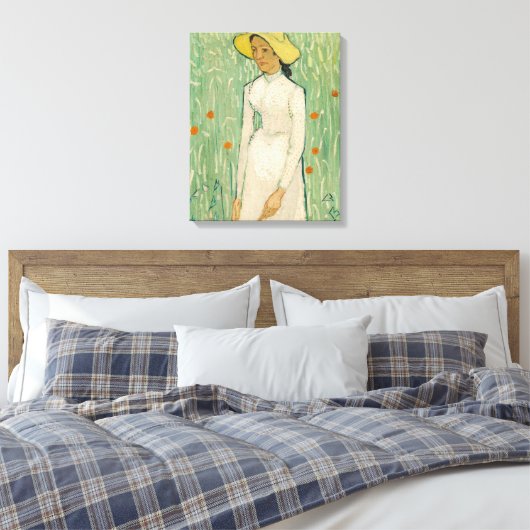 Girl in White Van Gogh Canvas Print (Insitu (Slaapkamer))
