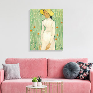 Girl in White Van Gogh Canvas Print