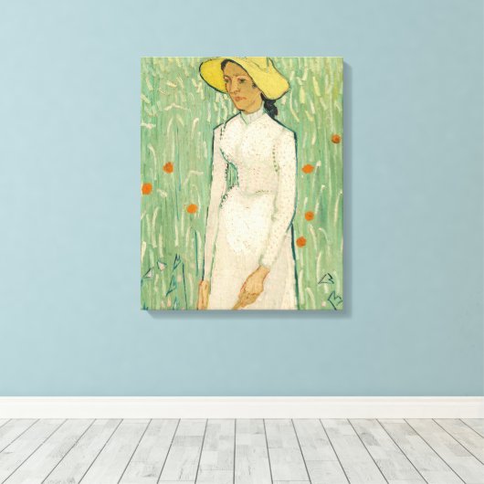 Girl in White Van Gogh Canvas Print (Insitu (Houten vloer))