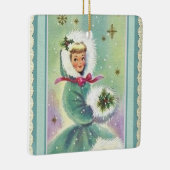 Girl in Winter Coat Retro Ornament (Rechts)
