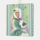 Girl in Winter Coat Retro Ornament (Links)