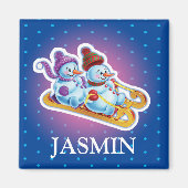 Gir'l initiaal sneeuwpoppen magneet (Voorkant)