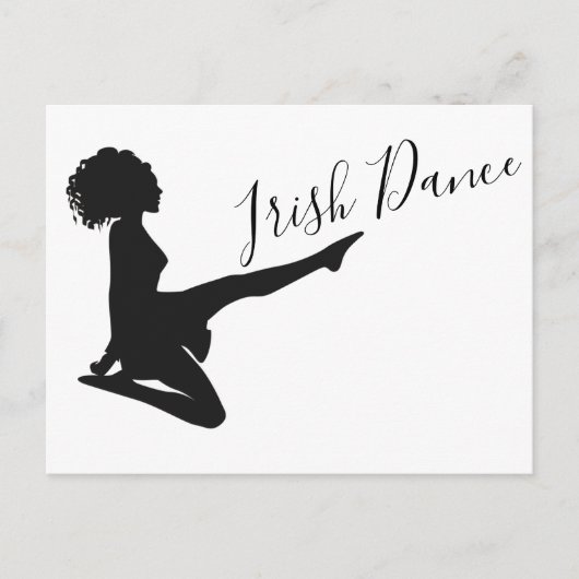 Girl Irish Dancer Soft Shoe Black en White Dance Briefkaart (Voorkant)
