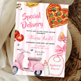 Girl italian baby shower pizza special delivery kaart