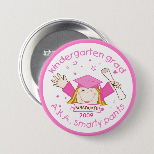 Girl Kindergarten Afstuderen/Afstuderen Button (Voorkant /achterkant)