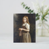 Girl Knitting, 1854 Briefkaart (Staand voorkant)