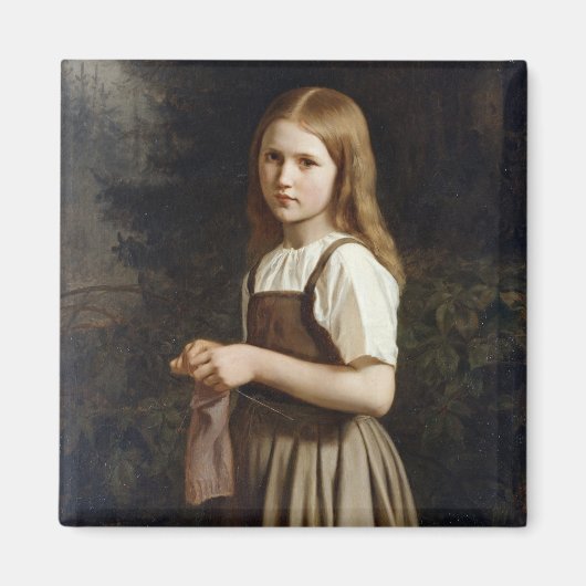 Girl Knitting, 1854 Magneet (Voorkant)