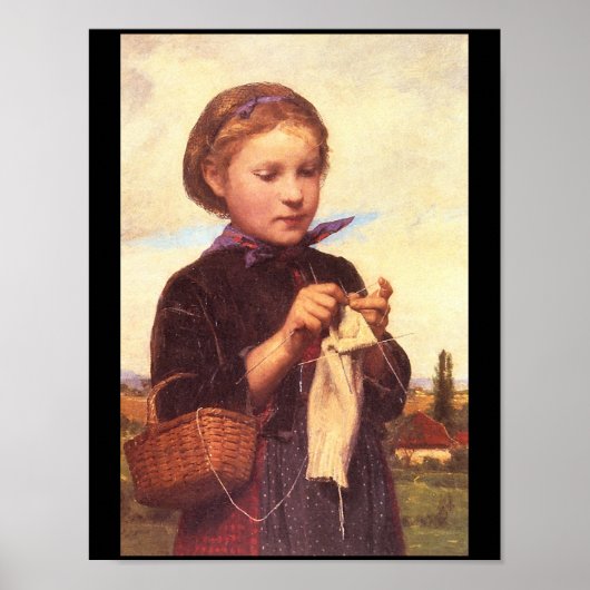 Girl Knitting', Albert_Portraits Poster (Voorkant)