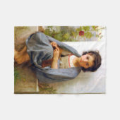 Girl Knitting, Bouguereau Fleece Deken (Voorkant (Horizontaal))