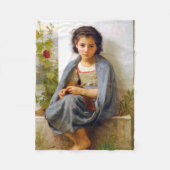 Girl Knitting, Bouguereau Fleece Deken (Voorkant)