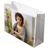 Girl Knitting, Bouguereau Groot Cadeauzakje (Voorkant Gekanteld)