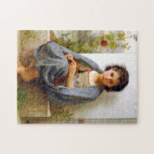 Girl Knitting, Bouguereau Legpuzzel (Horizontaal)