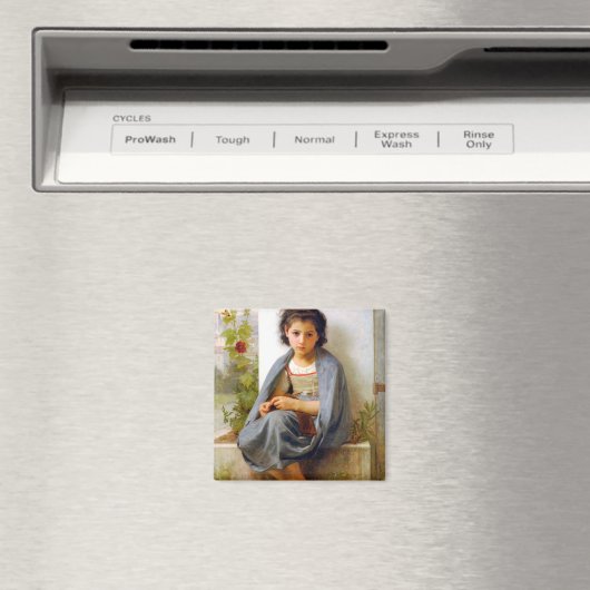 Girl Knitting, Bouguereau Magneet (Insitu (Vaatwasser))