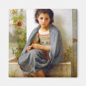 Girl Knitting, Bouguereau Magneet (Voorkant)