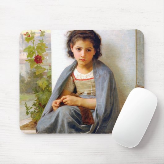 Girl Knitting, Bouguereau Muismat (Met muis)