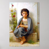 Girl Knitting, Bouguereau Poster (Voorkant)