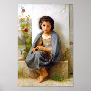 Girl Knitting, Bouguereau Poster