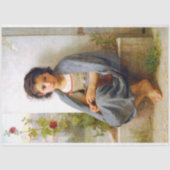 Girl Knitting, Bouguereau Tissuepapier (Voorkant)