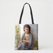 Girl Knitting, Bouguereau Tote Bag (Voorkant)