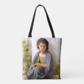 Girl Knitting, Bouguereau Tote Bag (Achterkant)