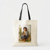 Girl Knitting, Bouguereau Tote Bag (Voorkant)