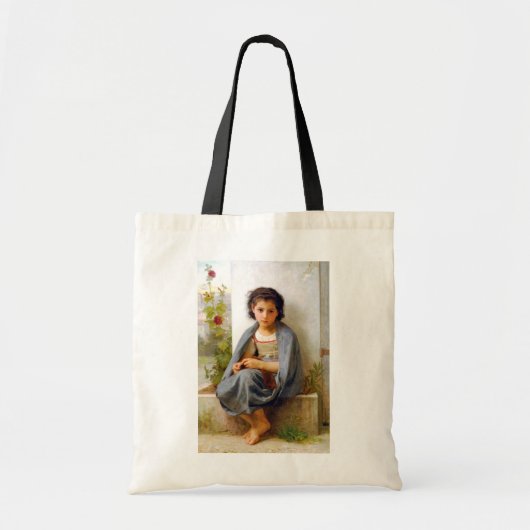 Girl Knitting, Bouguereau Tote Bag (Voorkant)