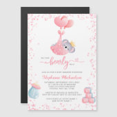 Girl Koala Beer Baby shower Invitation Magnet (Voorkant / Achterkant)