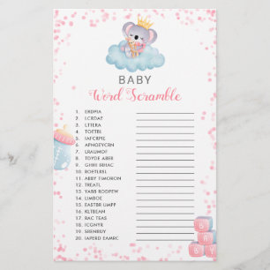 Girl Koala Beer Baby Word Scramble Shower Game