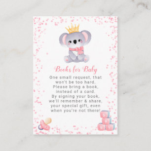 Girl Koala Beer Books for Baby shower Informatiekaartje