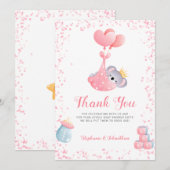 Girl Koala Beer Dank je Baby shower Kaart (Voorkant / Achterkant)